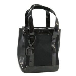 GUCCI Hand Bag Enamel Black Auth ti2465